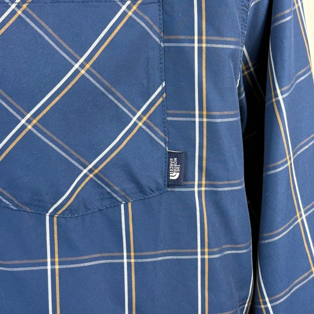 The North Face Mens XXL Shirt Blue Plaid Button Down‎ Long Sleeve Outdoor